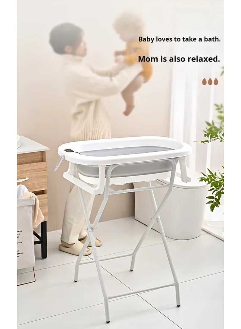 والالا مجموعة حوض استحمام للأطفال قابلة للطي 7 في 1 مع مقياس حرارة، حوض استحمام قابل للطي للأطفال من حديثي الولادة إلى الأطفال الصغار، مجموعة استحمام محمولة مع غطاء شامبو، مغرفة، دلو، رف استحمام، حوض غسيل، حوض استحمام، حامل حوض الاستحمام، جميع مستلزمات استحمام الطفل في مجموعة واحدة - Image 3